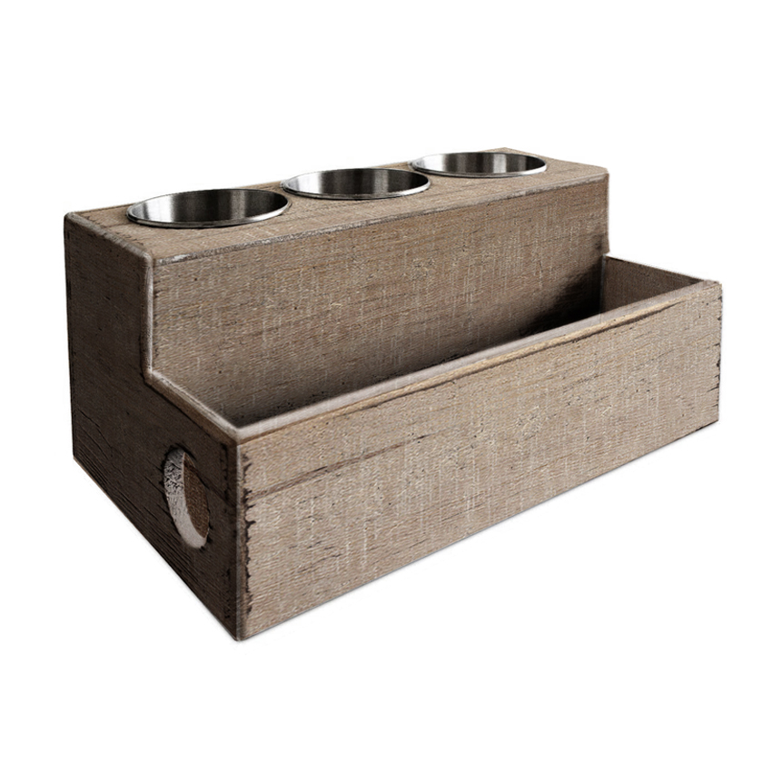 Luckywind Hair Tool and Styling Wood Storage Organizer, Rustic White Hair Dryer Holder, Rustic Brown Elegant Design Vanity Caddy