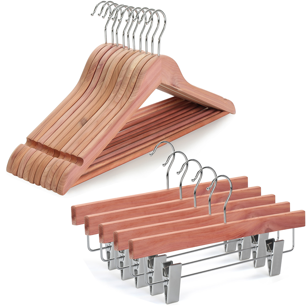 Aromatic Moth Repellent Wooden Suit Red Cedar Hangers with Notches