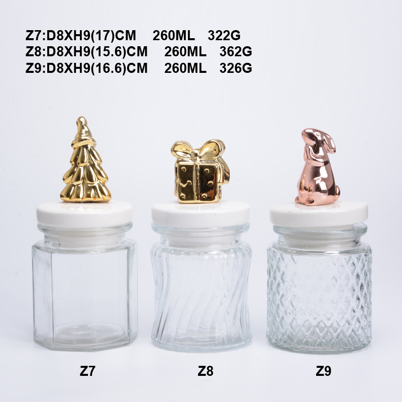 Christmas food safe glass storage jar with ceramic lid