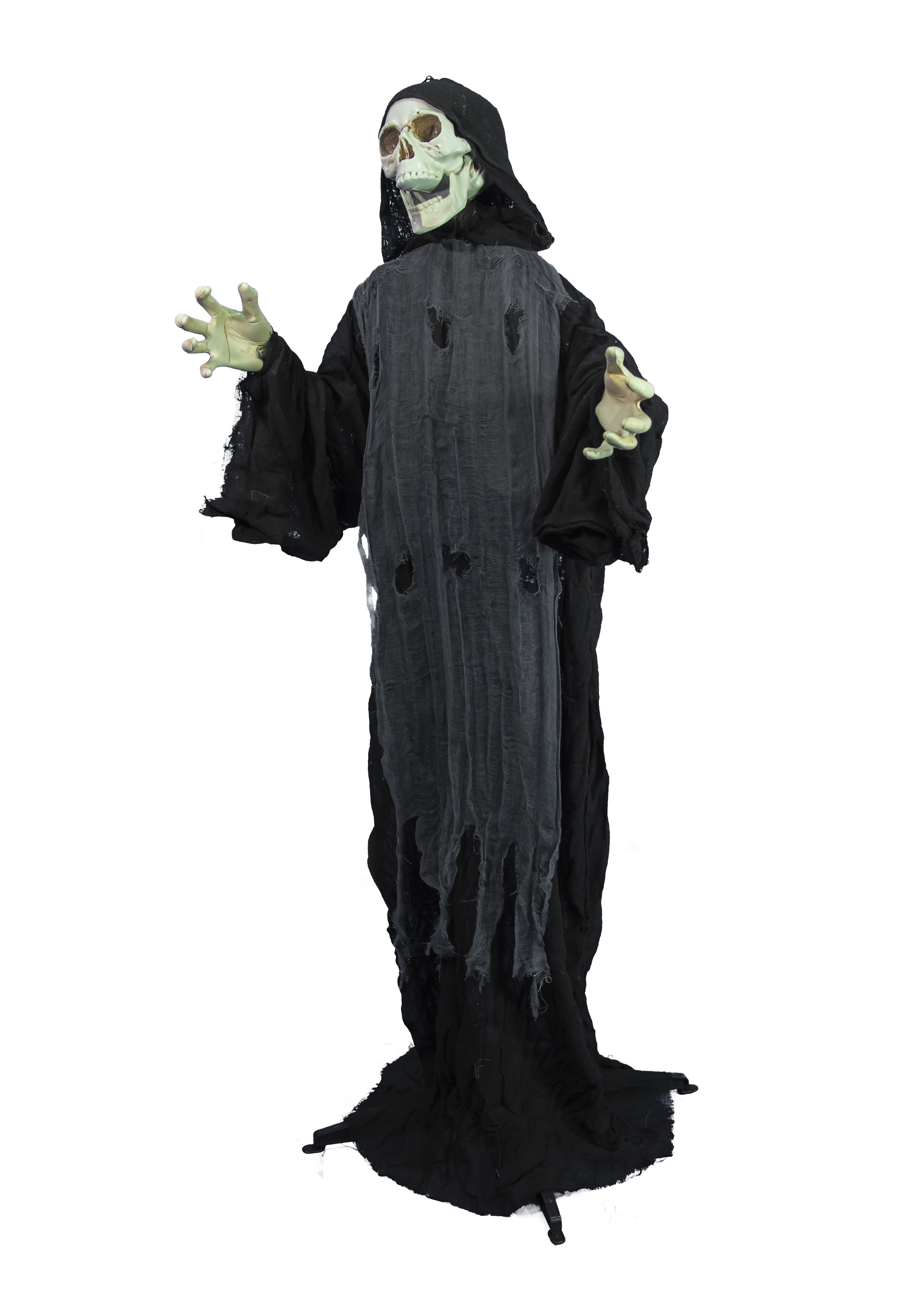 Halloween Animated Standing Life Size Strobe Light Skeleton Reaper 5 Feet, Electrical Execution Thunder Sounds, Scary Howls - Flashing Eyes