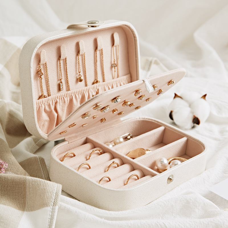 Leather Luxury Metal Clasp Jewellery Set Box Ring Earring Storage Box Pearl Necklace Jewelry Gift Box