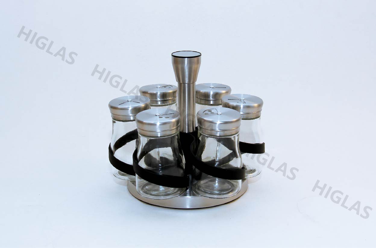 Rotatable six-piece condiment bottle set