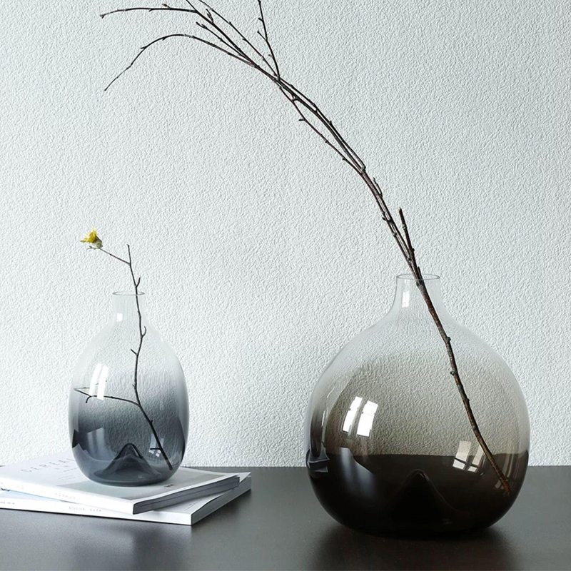 Hand made Smoky Grey glass vase