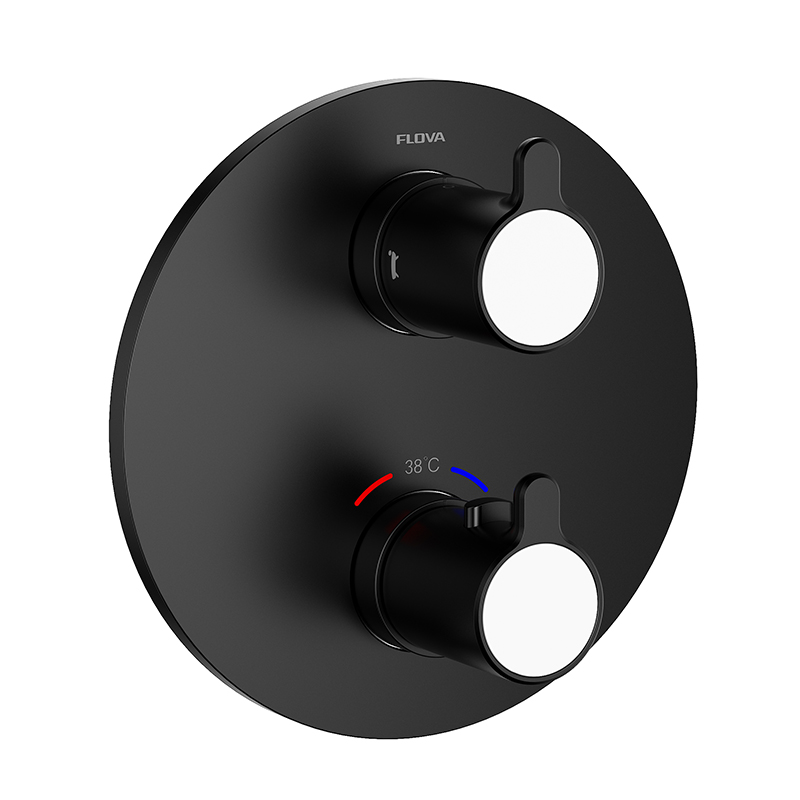 FLOVA Thermostatic concealed mixer with 3-way diverter - Matt Black