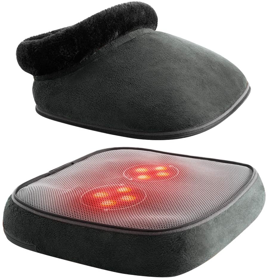 Foot Care 2- in -1 Shiatsu Kneading Feet & Back Heat Massager, Foot Warmer massager for Winter