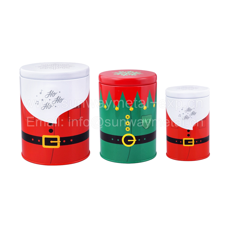 Christmasgift tin box 3 Size round shaped food packing