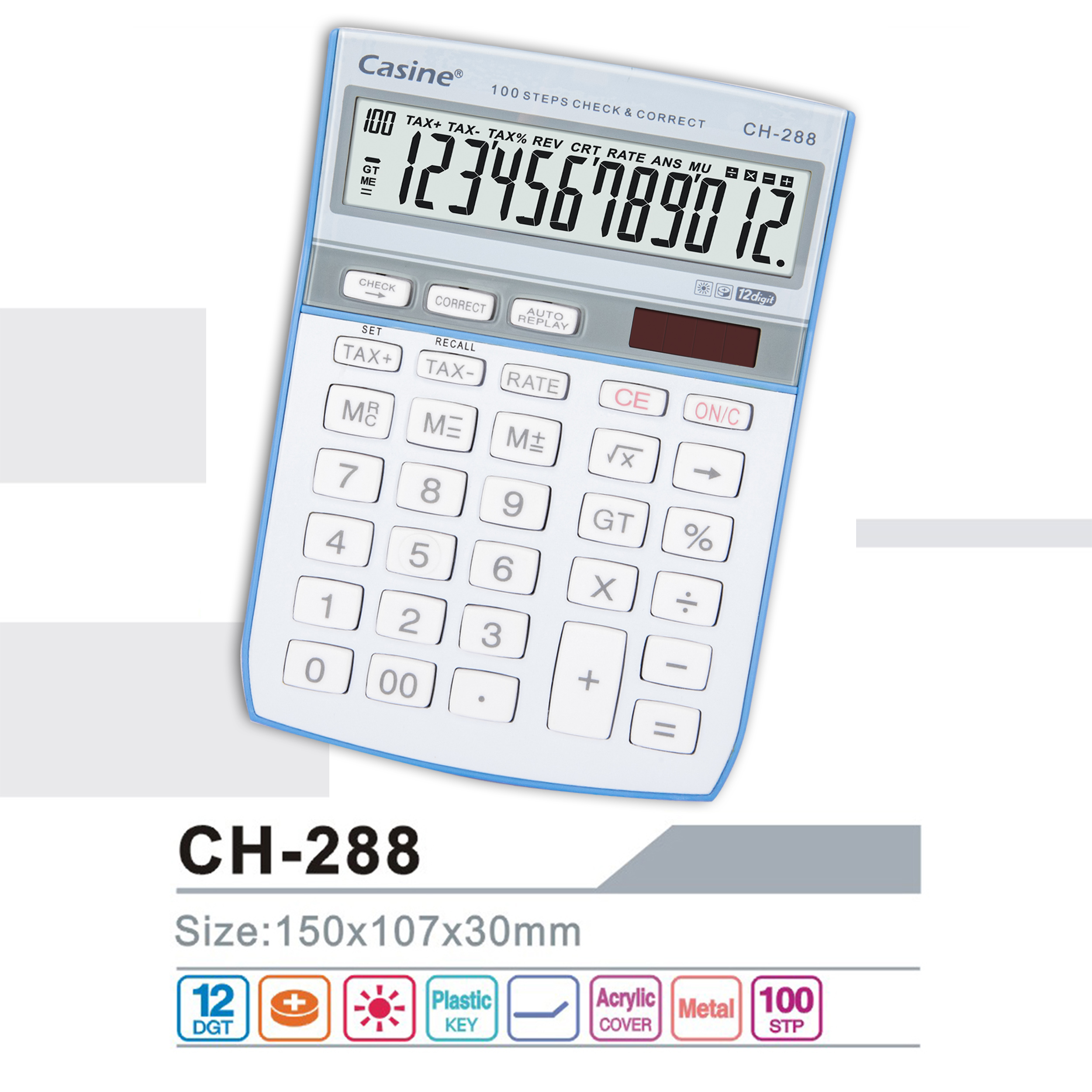 CH-288 - 12-digit Check& correct calculator TAX desktop calculator-Casine