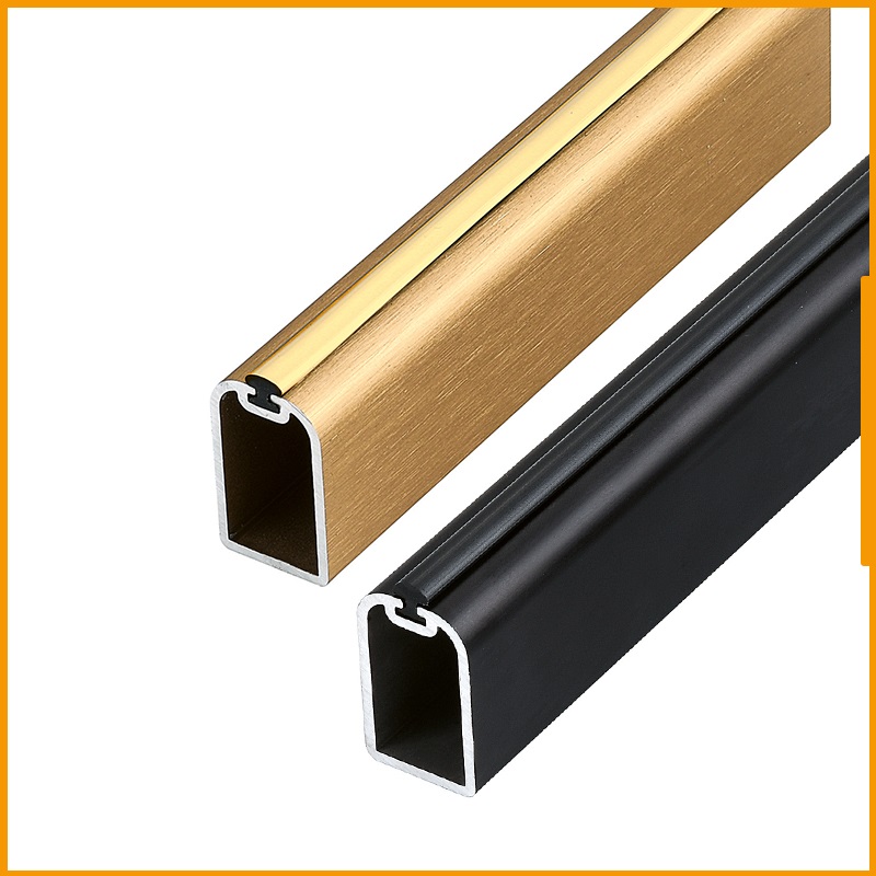 New Design Aluminum Gold/Black Adjustable Wardrobe Closet Hanger Rod Clothing Rack With Rail Flange