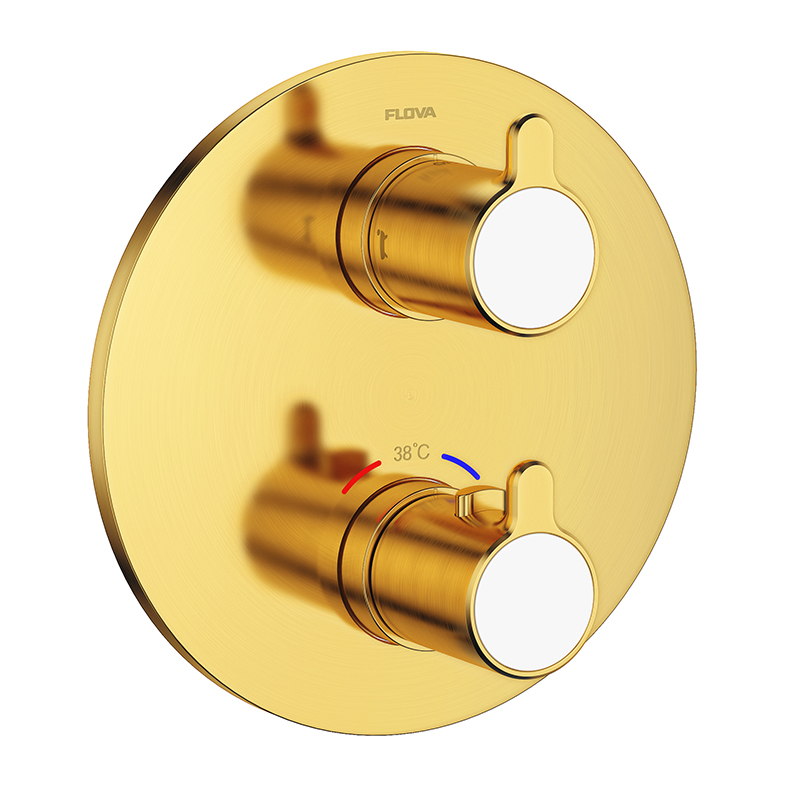 FLOVA Thermostatic concealed mixer with 3-way diverter - Brushed Gold