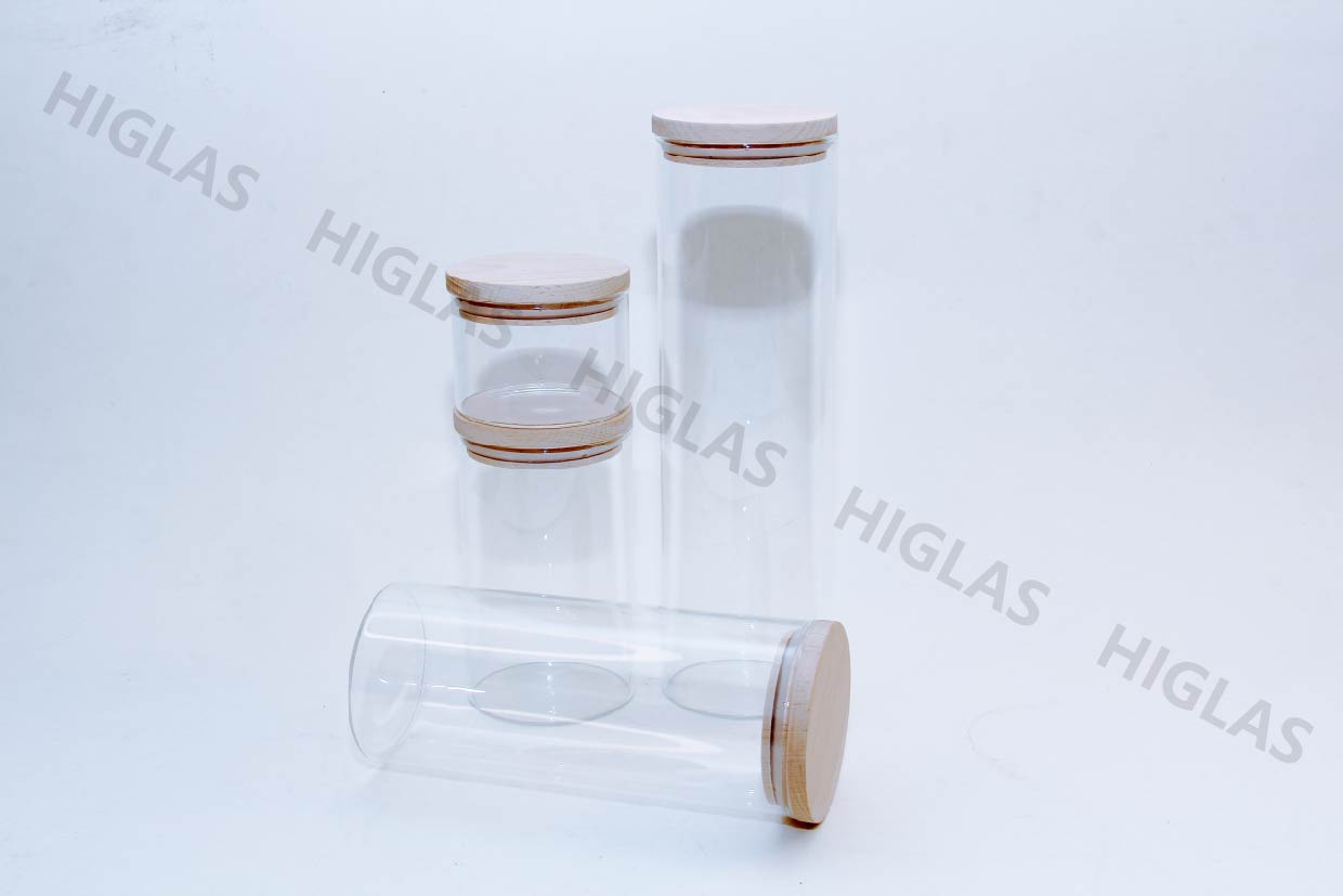 310ml/720ml/1030ml/1440 boron glass storage tank with beech jars