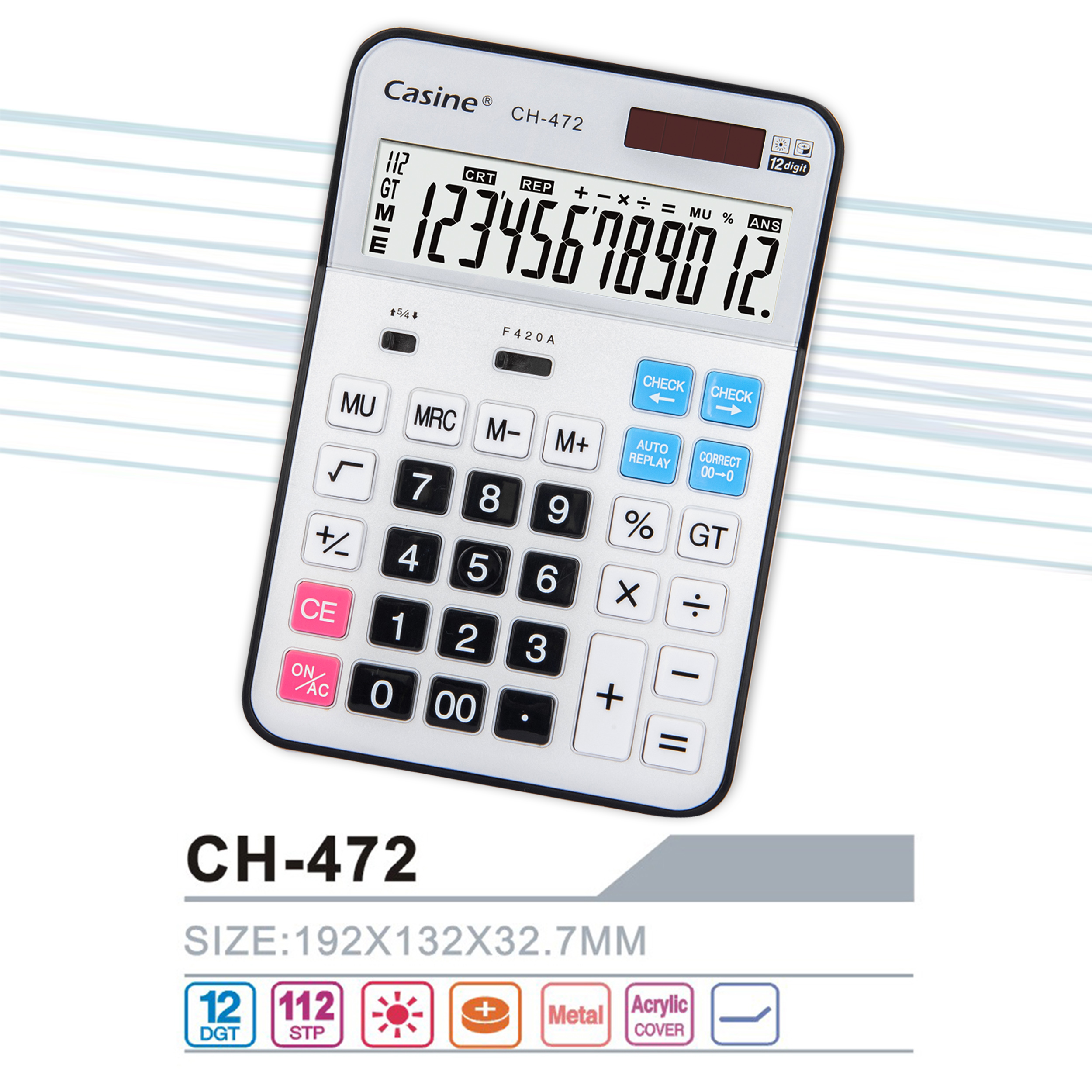CH-472 - 12-digit Check& correct calculator desktop calculator-Casine