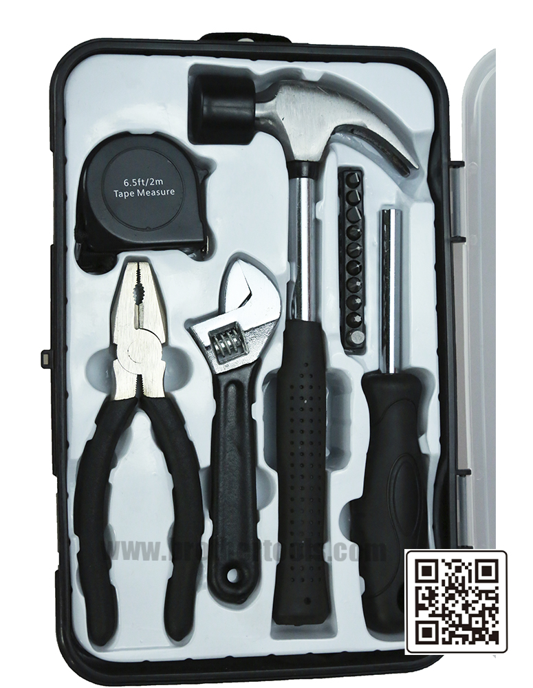16pc tool kit hammer screwdriver handle screwdriver bit wrench pliers
