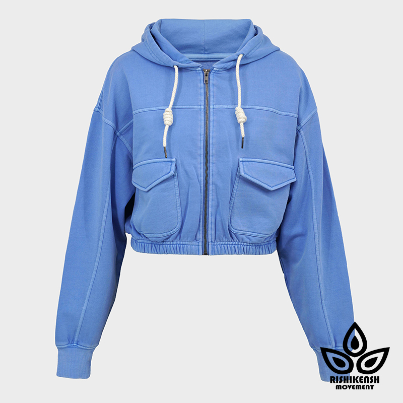 RISHIKENSH Acid Wash Fleece Zipper Hoodie Sweatshirt