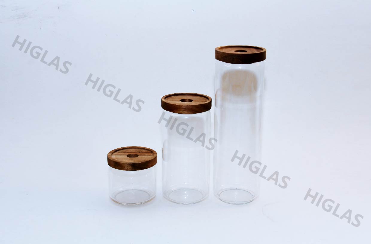 350ml/990ml/1500ml borosilicate jar with acacia lid