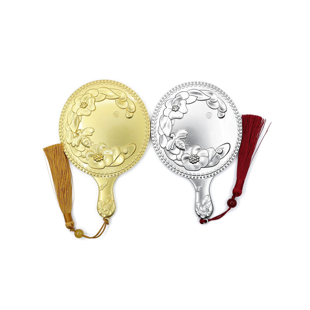 Zinc alloy mirror copper plated silver plated cosmetic mirror gold silver pink custom color and pattern
