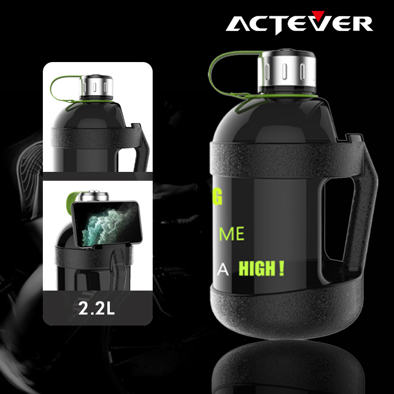 C20040 2200ml Jumbo plastic water bottle with mobile phone holder and easy carrying handle