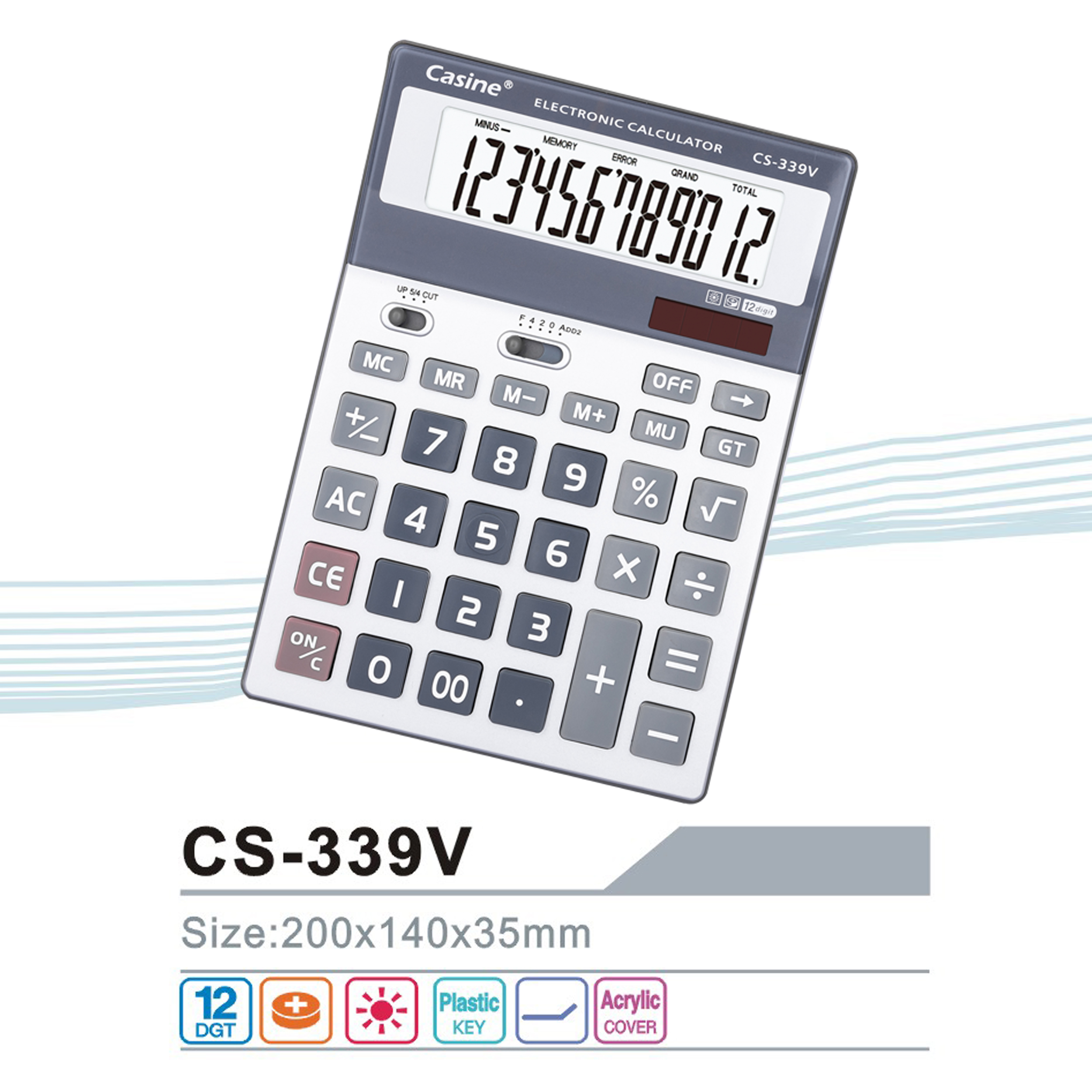 CS-339V - 12-digit mini desktop calculator - Casine