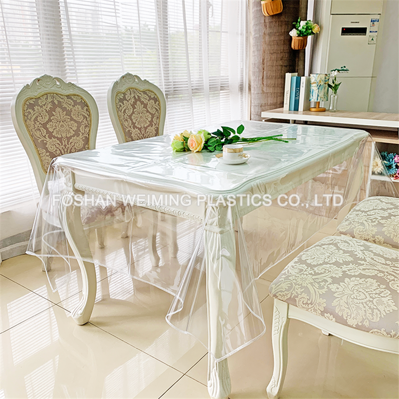 Customized Transparent PVC Tablecloth With Sewing Edge