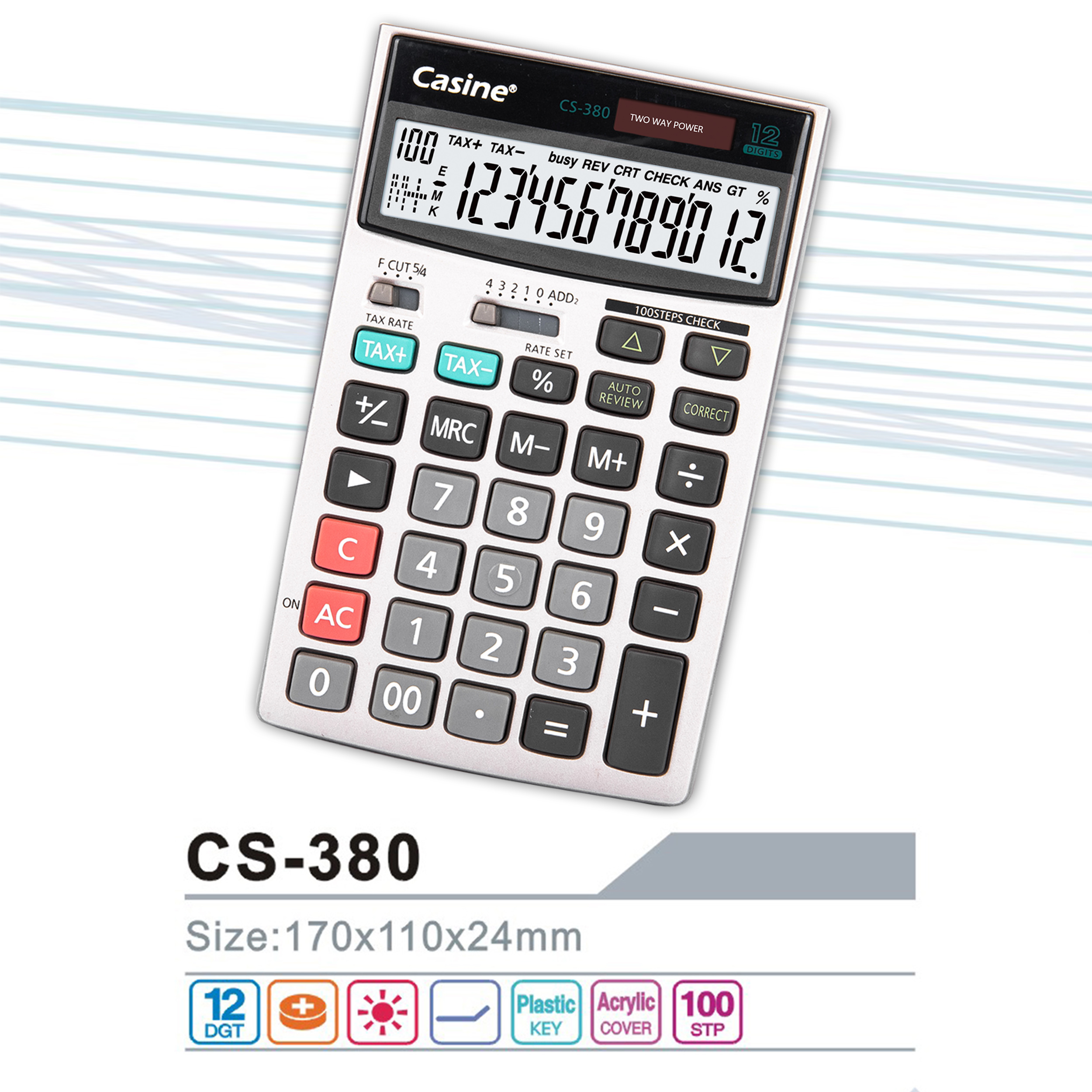 CS-380 - 12-digit Check& correct calculator desktop calculator-Casine