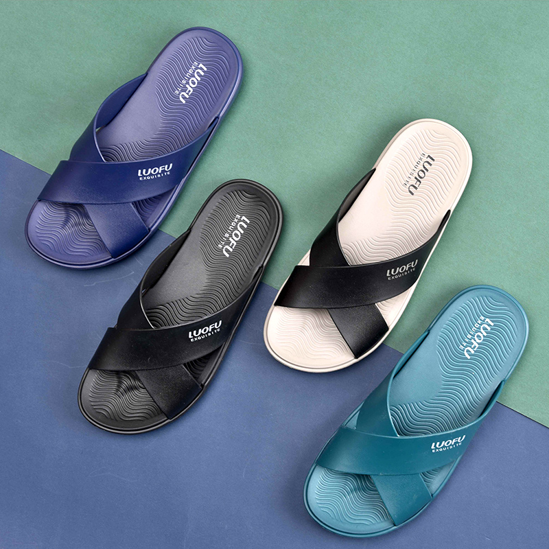 LUOFU cross belt wavy texture anit-odor slipper for men