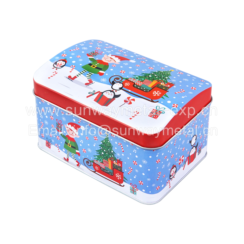Christmas gift tin box pillow shaped tin
