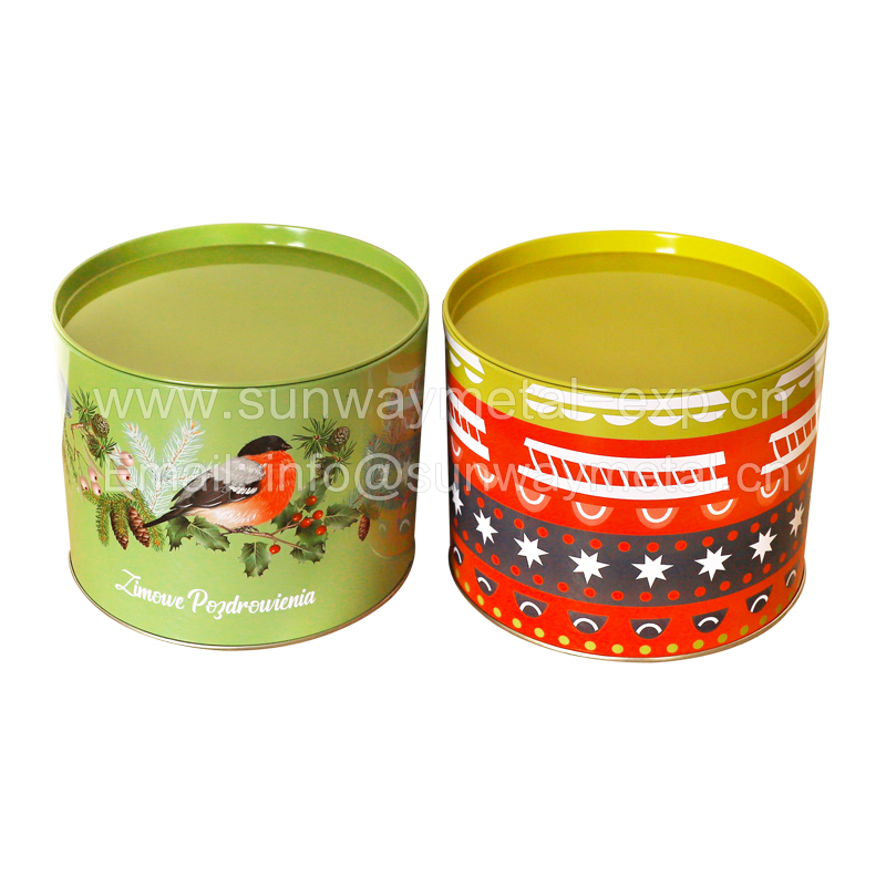 Round tin tightly sealed lid storage box