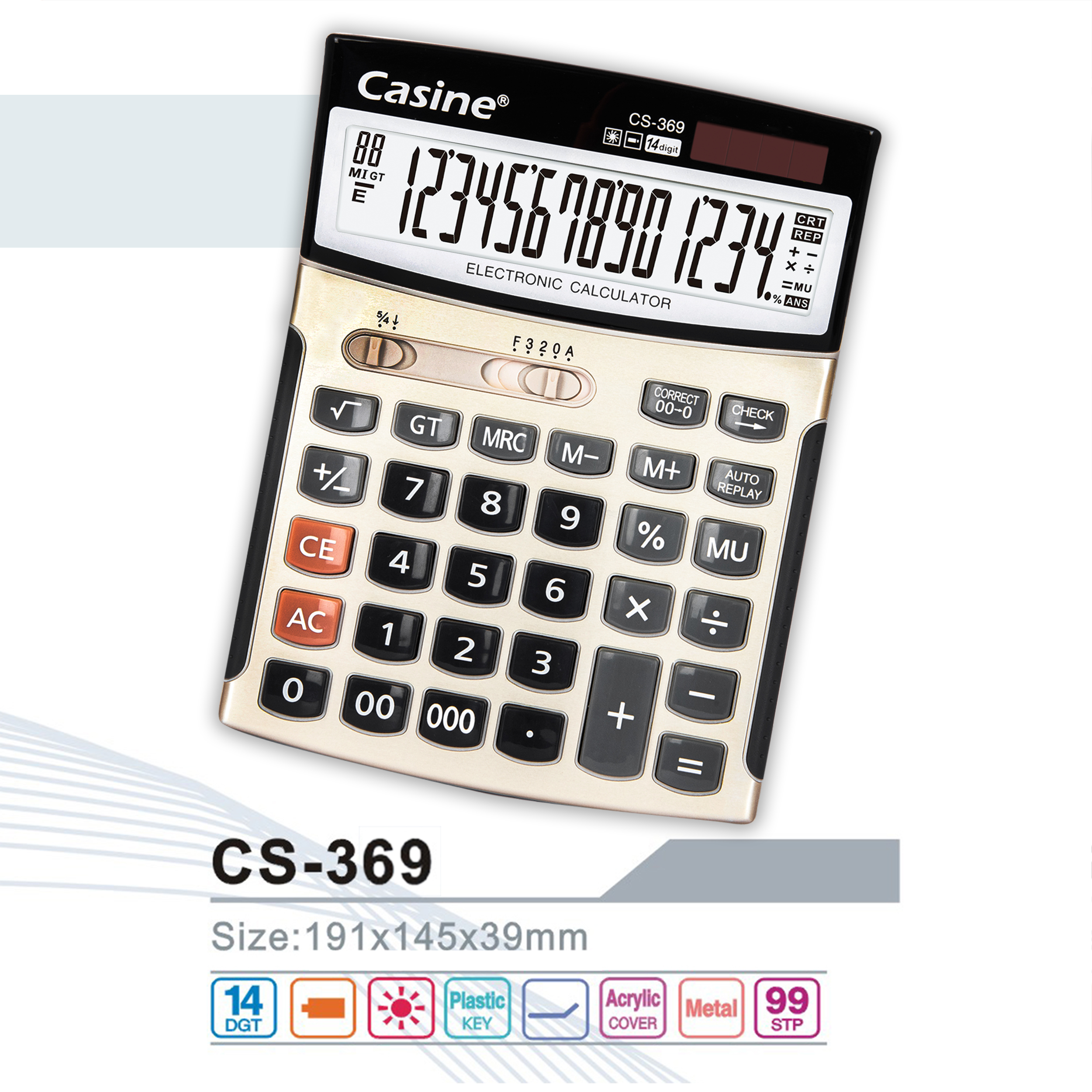 CS-369 - 14-digit Check& correct calculator desktop calculator-Casine