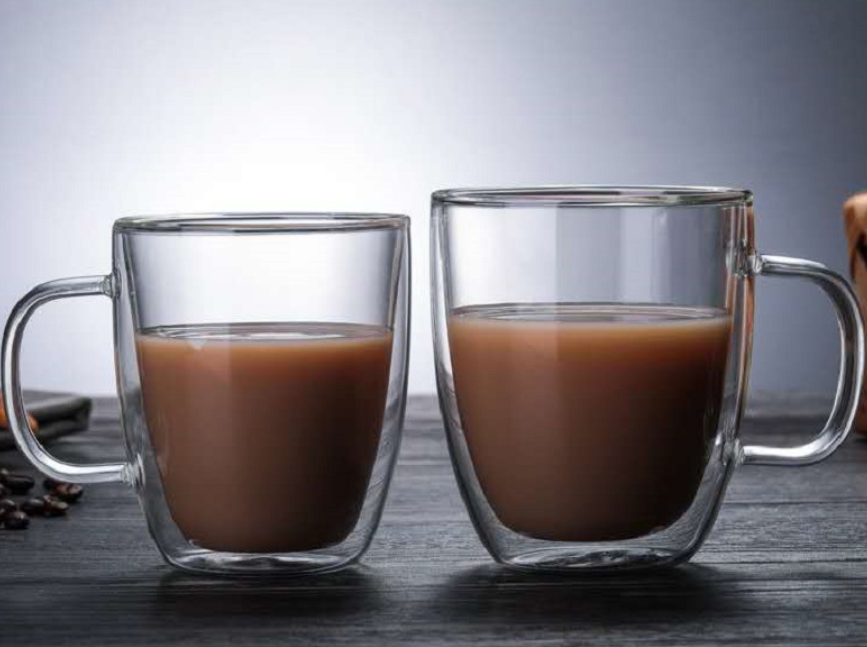 double wall glass coffee mug CDW004