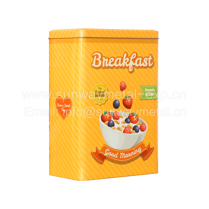 Metal tin box food packing breakfast cereal box