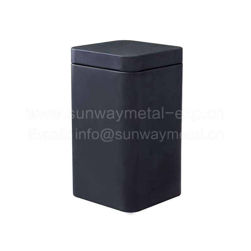 Metal tin box matte black tea tin food packing 2 size
