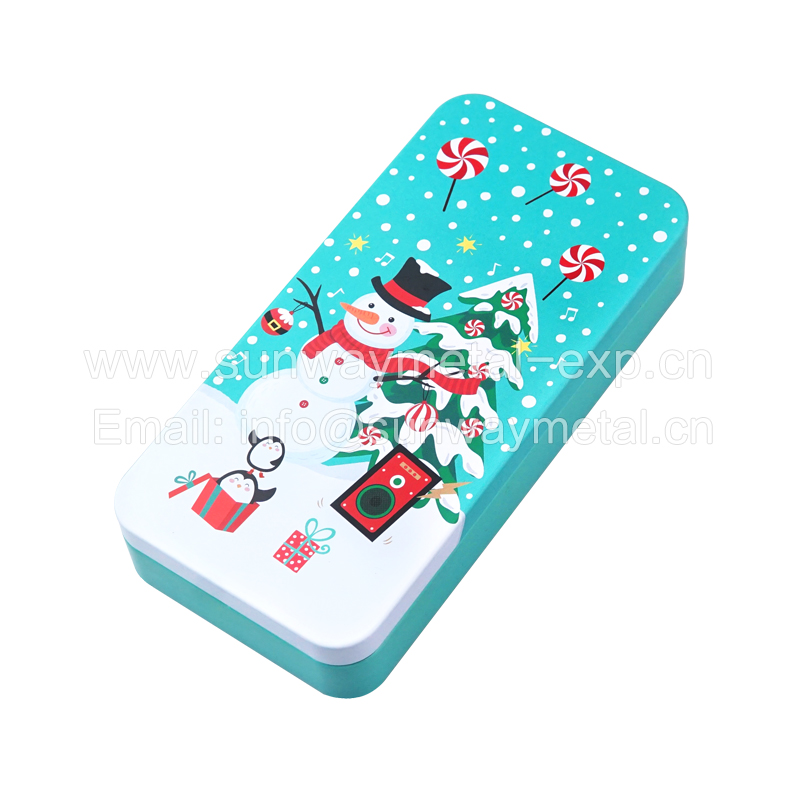 Christmas tin box rectangle shaped