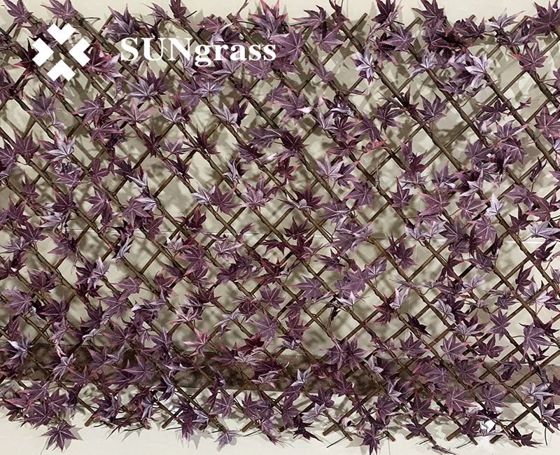 Maple leaf red Artificial hedge fence artificial plants for wall decor