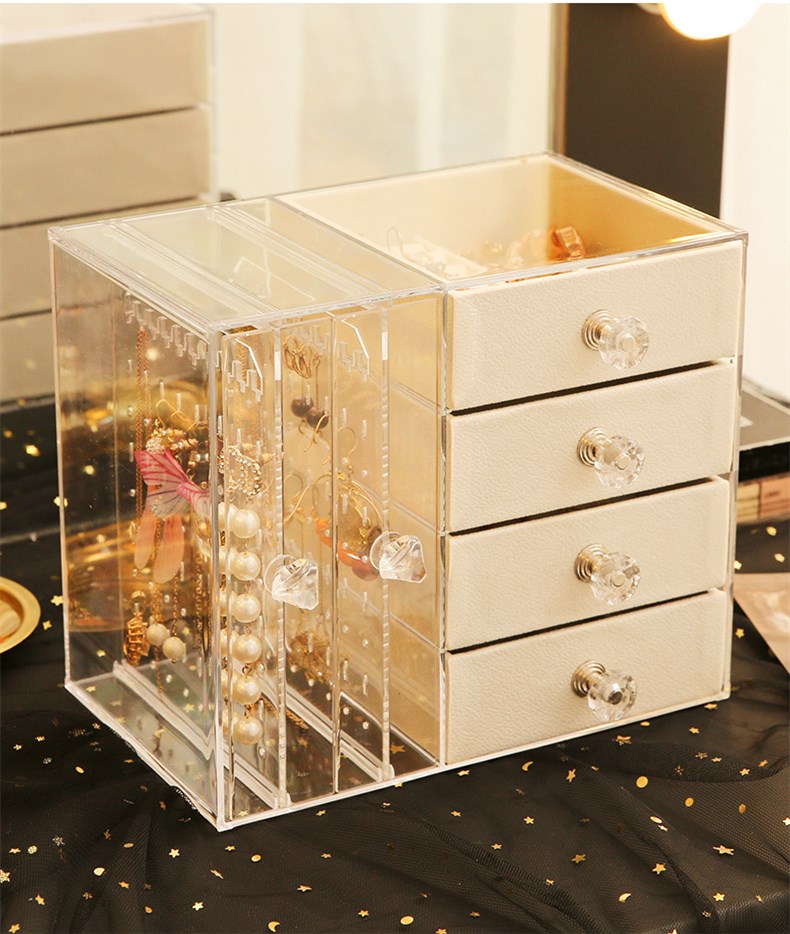 BEAUFLY Large Storage Capacity Acrylic Cosmetics Storage Box Household Dustproof Desktop Lipstick Skin Care Brush Transparent