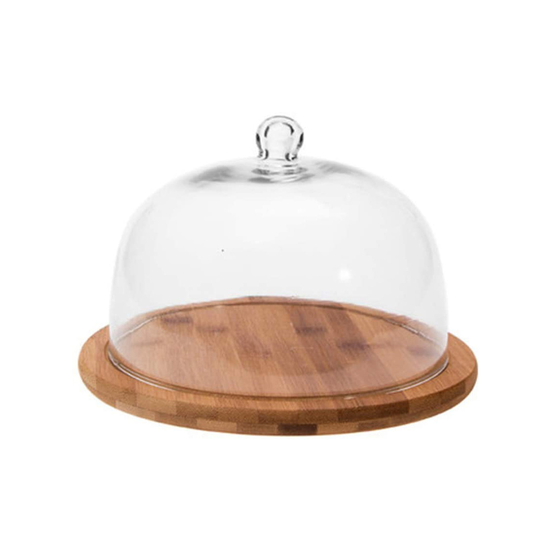 Bamboo Cake Bread Snacks Serving Tray with Glass Lid Cover