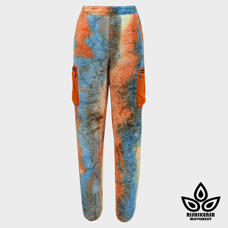 RISHIKENSH Lamb cashmere colored tie-dyed patchwork trousers