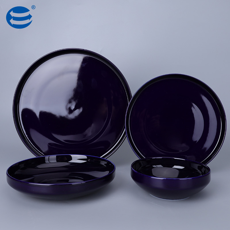 00000 Color Glaze Flat Side 16pcs New Bone China Dinnerware Set