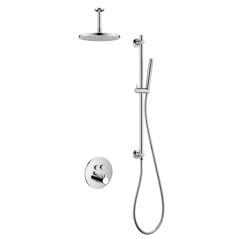 FLOVA Thermostatic concealed bath/shower mixer with GoClick-2 volume control buttons (with Smartbox) - Chrome