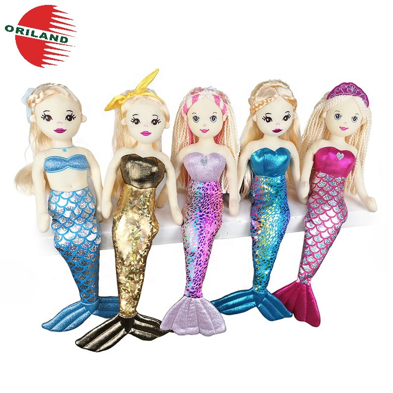 Pretty mermaid dolls girls rag doll cute stuffed toy cloth dolls