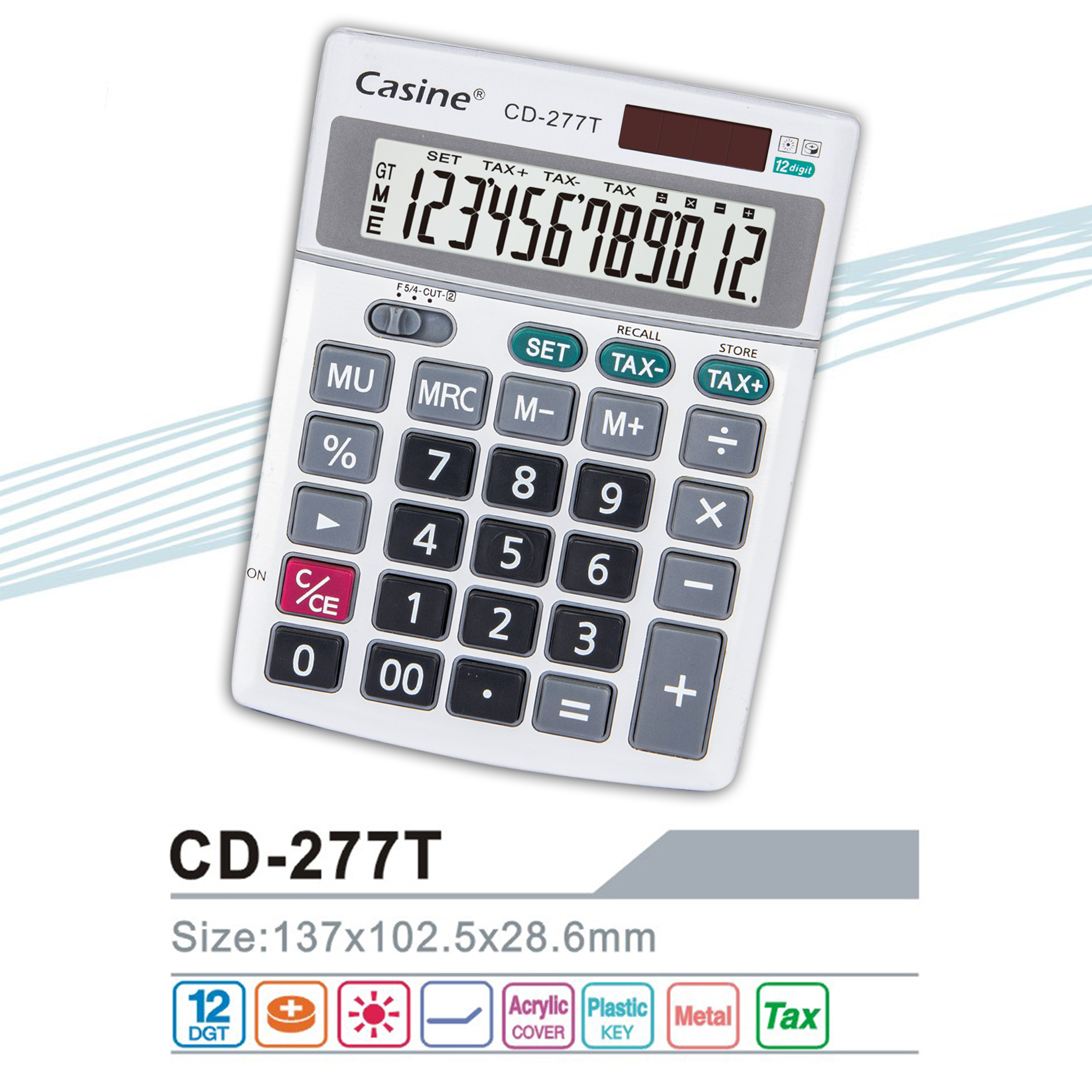 CD-277T - 12-digit TAX desktop calculator - Casine