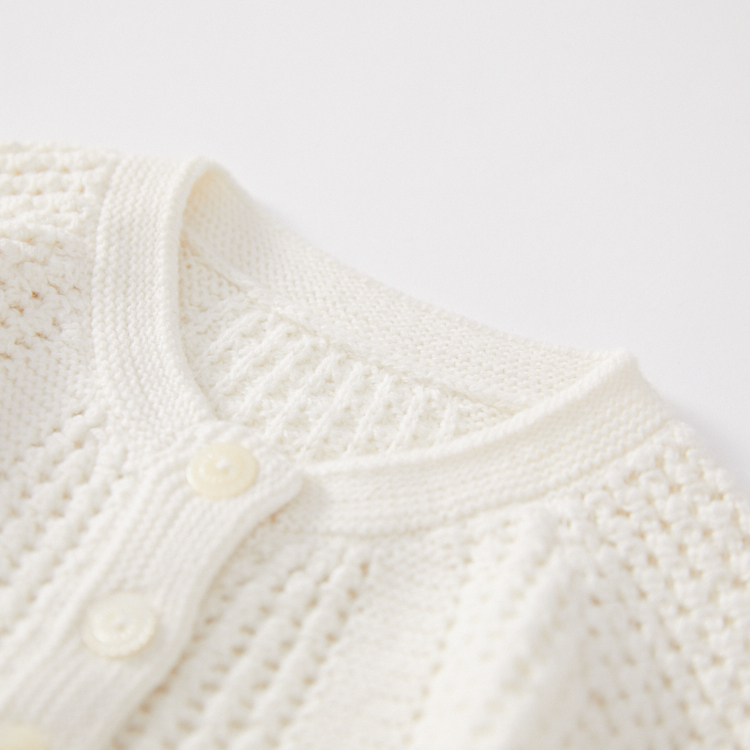 Children's round neck links and tuck stitch with buttons long sleeve cardigan sweater