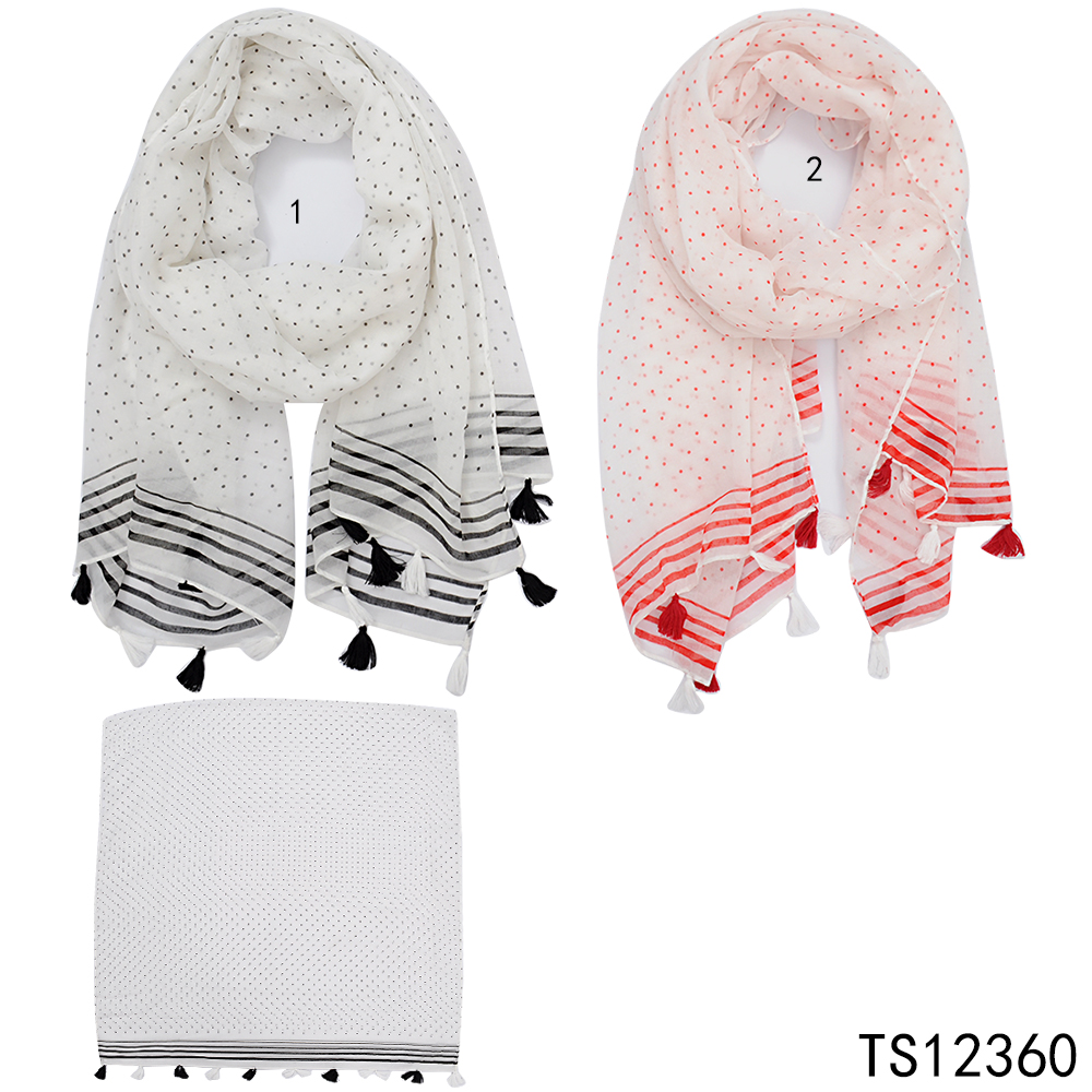 Ladies Women Spring/Summer dots tassels scarves