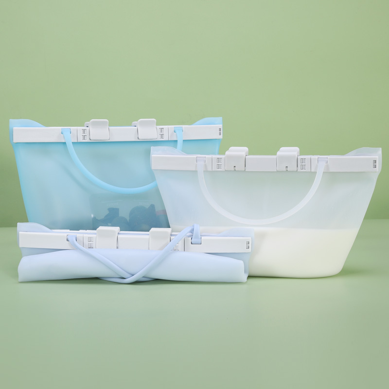 Kean Silicone Double Button Food Storage Bag with handle 100% leak-proof 1500ml