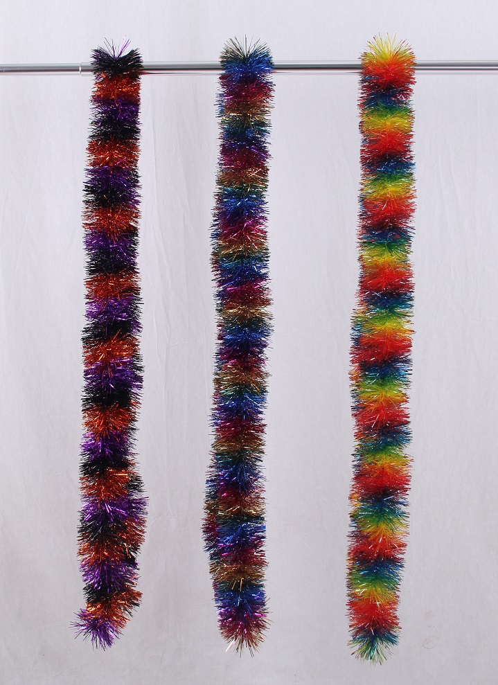 Multi color tinsel garland