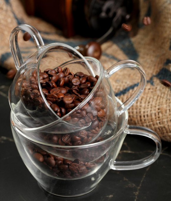 400ML Double Wall Glass Cup with Handle