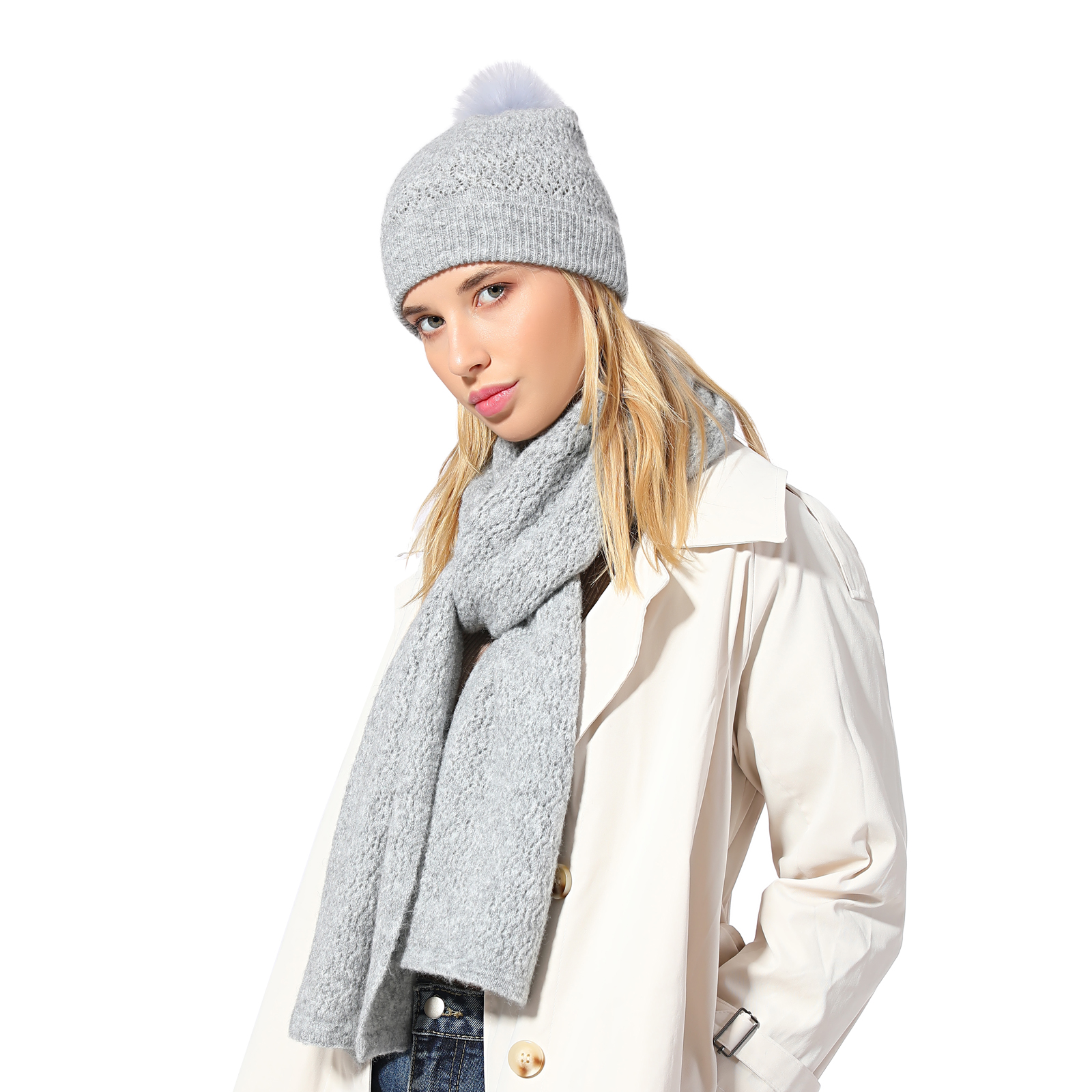 Camel cashmere wool AW scarf set