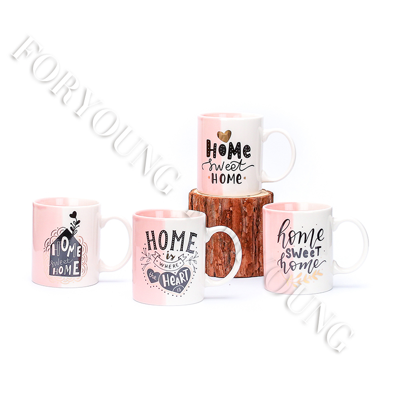 Ceramic mug gift set of 4 /2 New Bone Porcelain customized