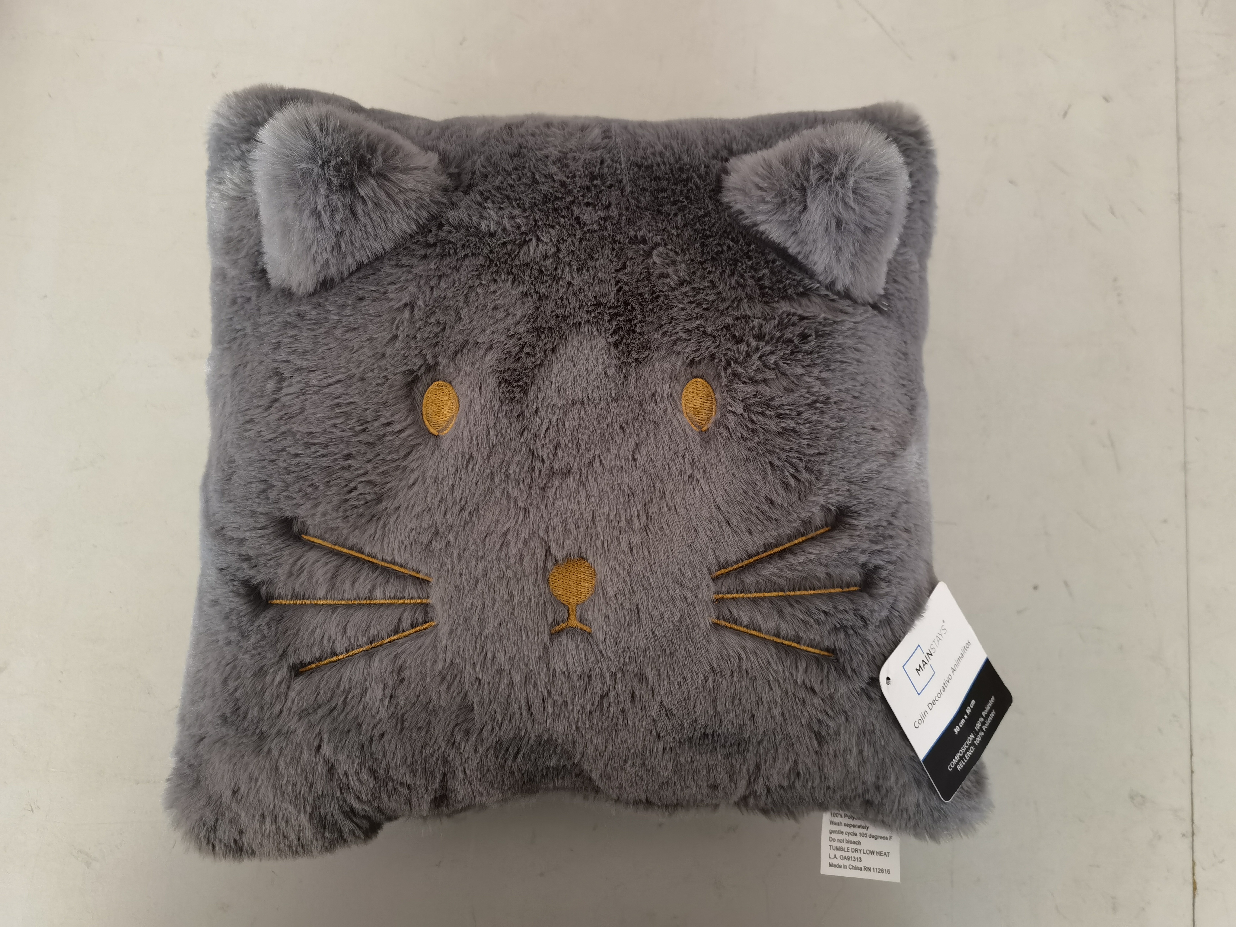 STOCK faux rabbit fur decorative pillow cushion with animal face embroidery