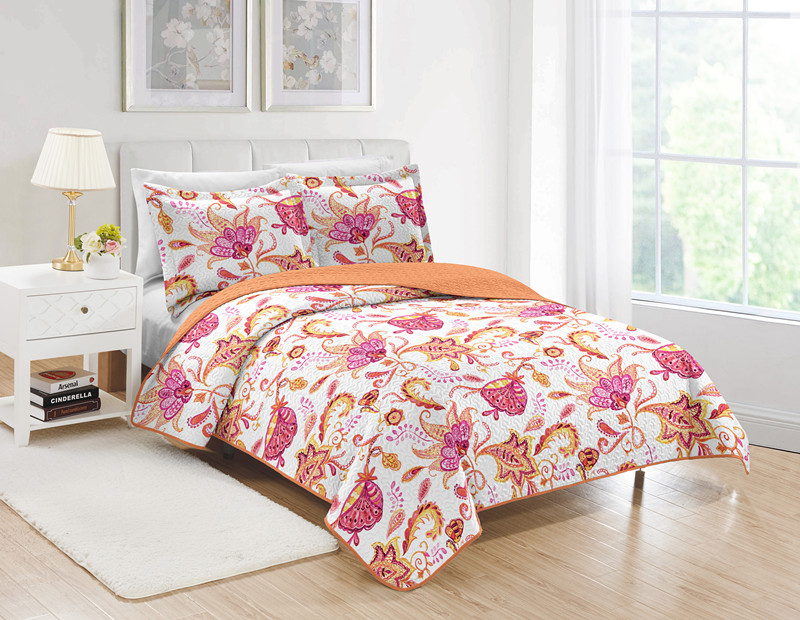 beautiful print microfiber quilt bedding set cotton quilted bedspread
