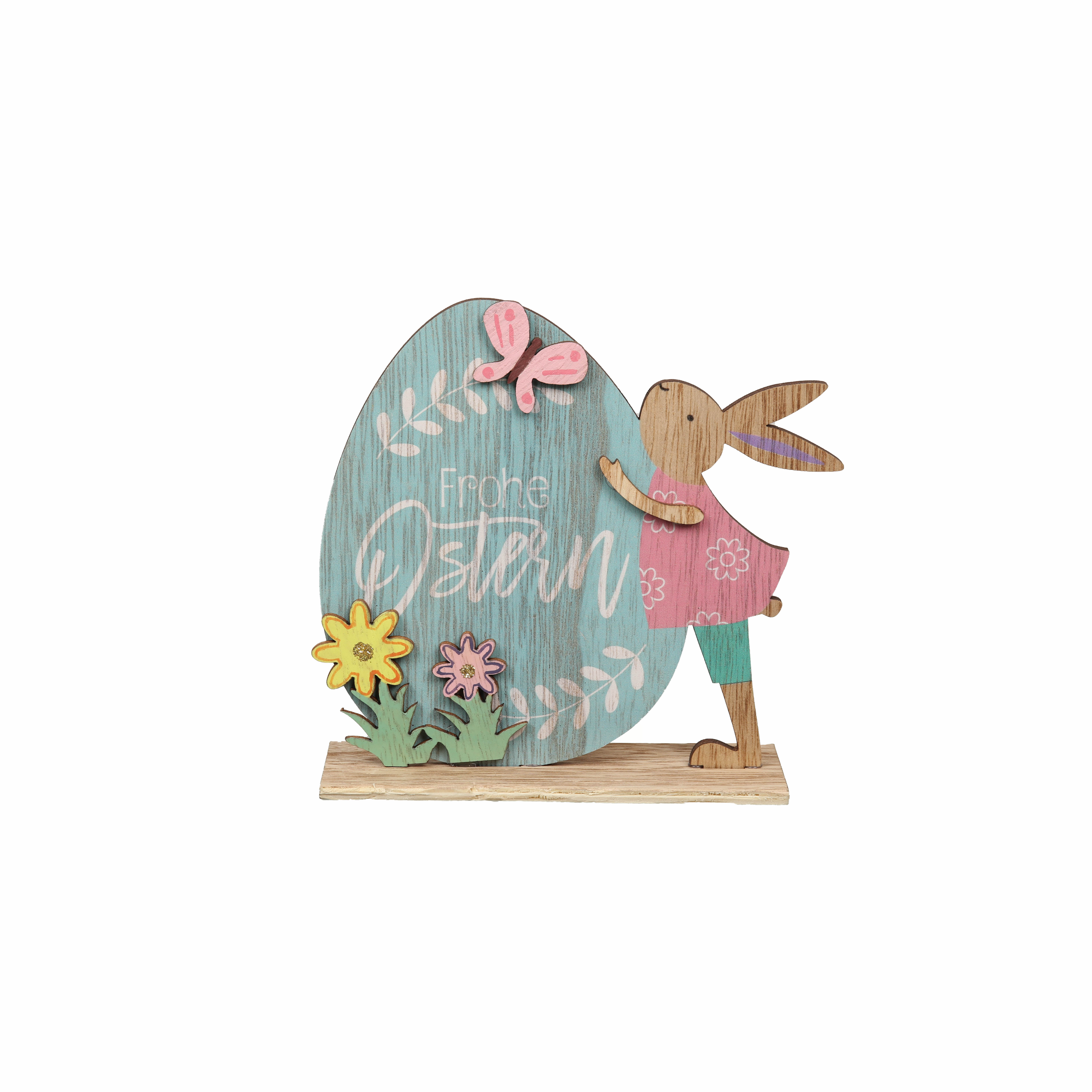 Eagle Gifts Easter Decoration,15*5*15cm Wooden Egg Decoration, Cute Decor for Easter Indoor Home Kitchen Party Tabletop