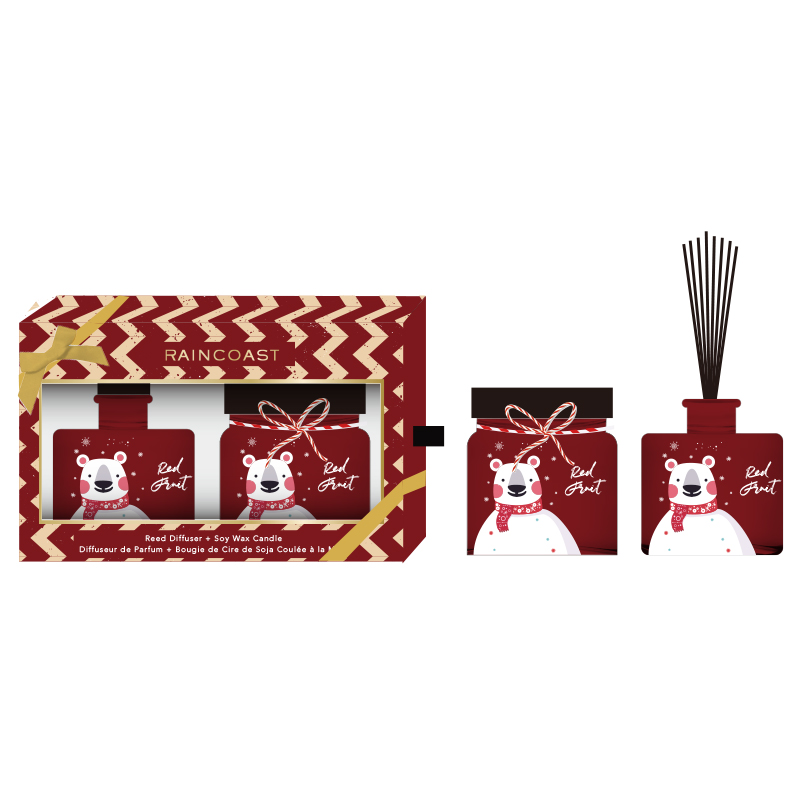 RAINCOAST 2021 Christmas Gift Set (100ML Reed Diffuser+150G Scented Candle) for Home Fragrance and Home Decoration 21104#